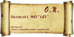 Oszaczki Máté névjegykártya